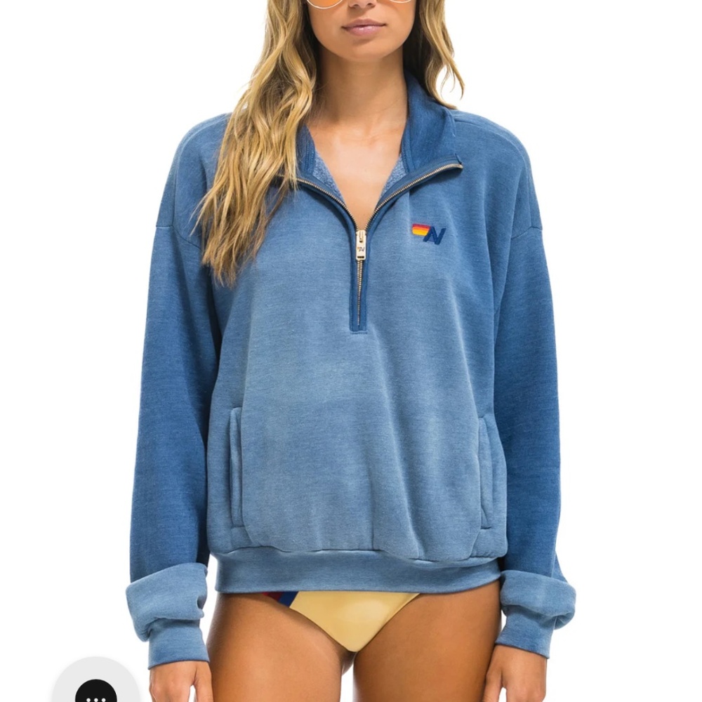 Aviator Nation Blue Zip-Up Sweater